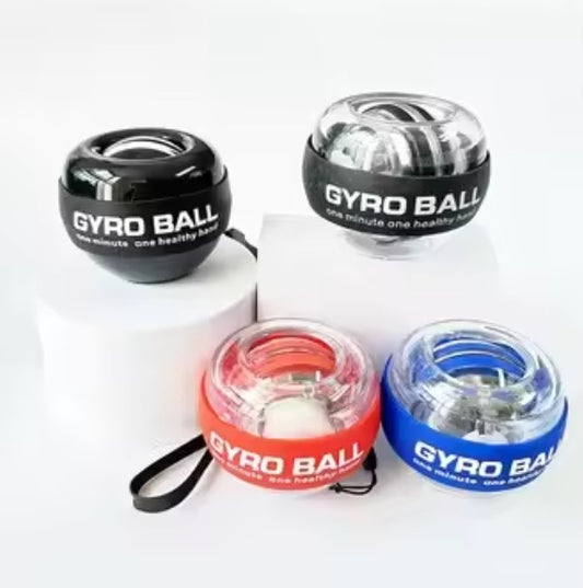 ארבעה כדורי ג'יירו בצבעים שחור, אדום וכחול על רקע לבן