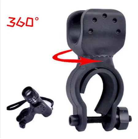 מחזיק פנס מתכוונן שחור עם אפשרות סיבוב של 360 מעלות על רקע לבן