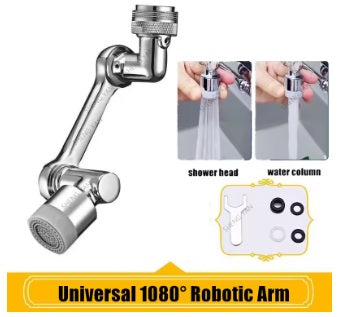 מערכת ברז רובוטית אוניברסלית 1080° עם שני מצבי זרימה על רקע לבן